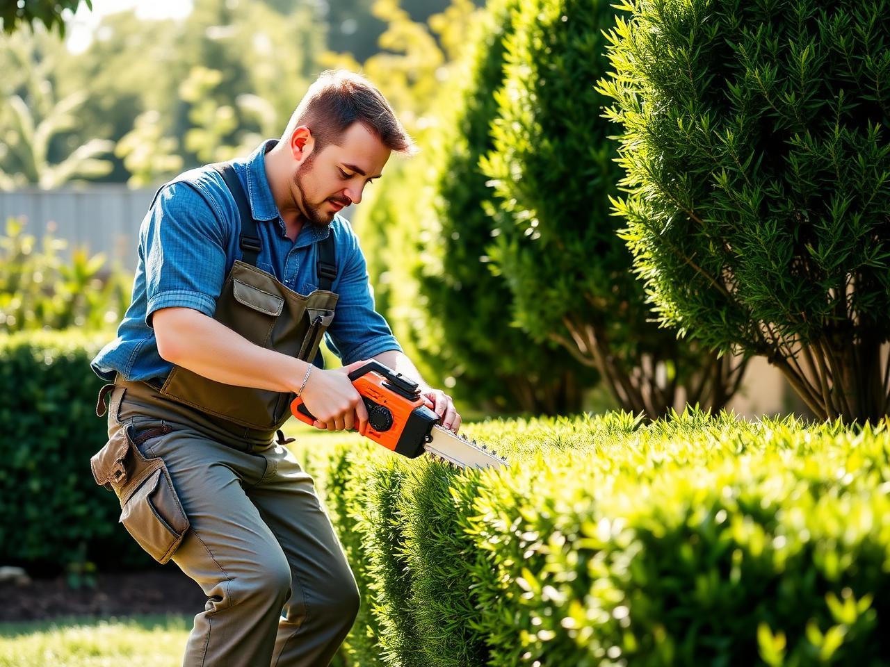 Kim's Landscaping crew trimming hedges in Fremont